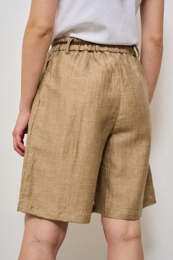 Bermuda donna beige con cintura - 5