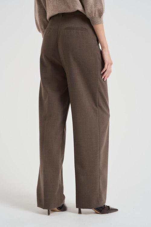 Pantalone donna palazzo con pences tortora - 2