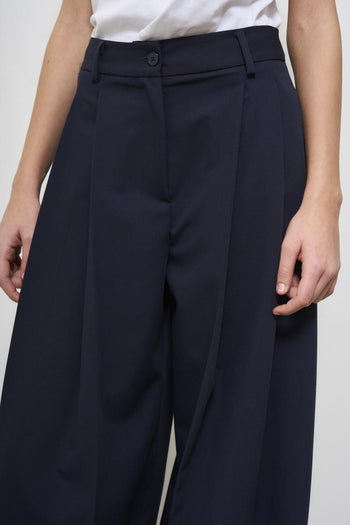 Women's blue wide-leg trousers - 5