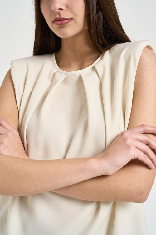 Blusa donna drappeggiata avorio - 2
