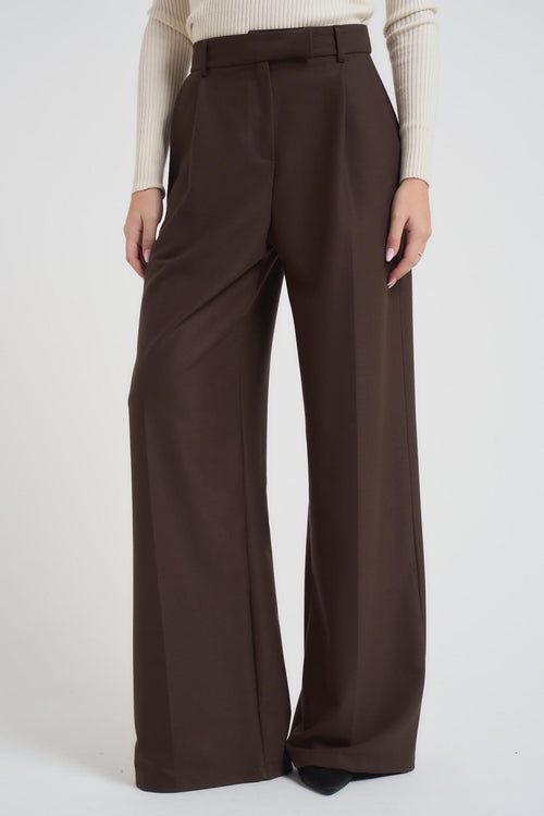 Pantalone donna a palazzo marrone