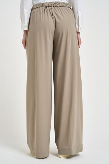 Pantalone donna gamba larga sabbia - 3