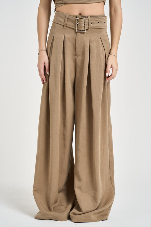 Pantalone donna a palazzo beige