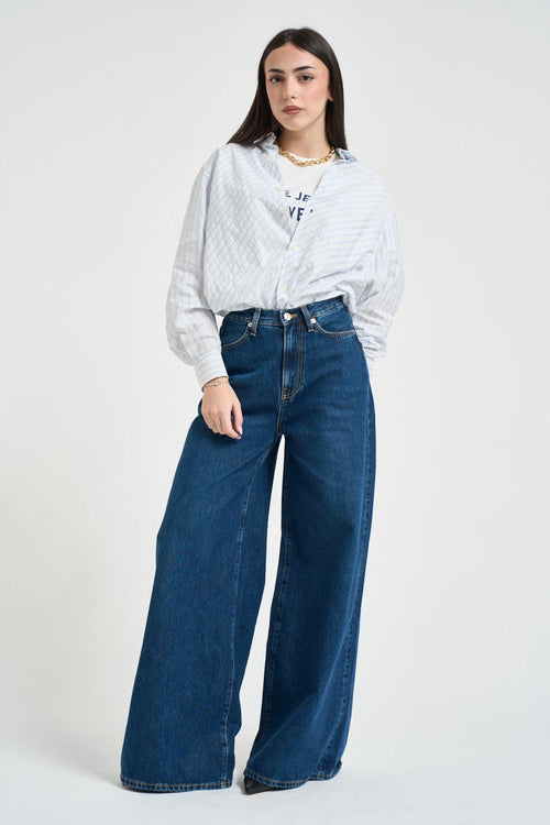 Camicia donna a righe bianca e azzurra