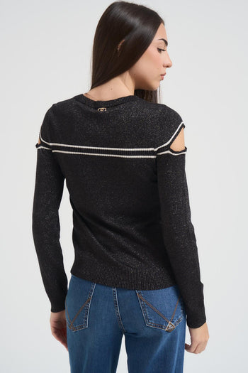 Maglia donna lurex nera - 5
