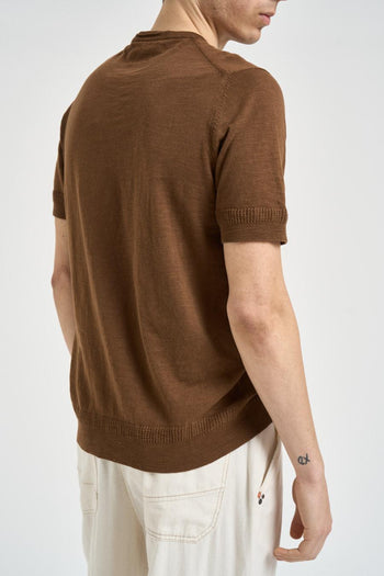 T-shirt uomo in maglia marrone - 5