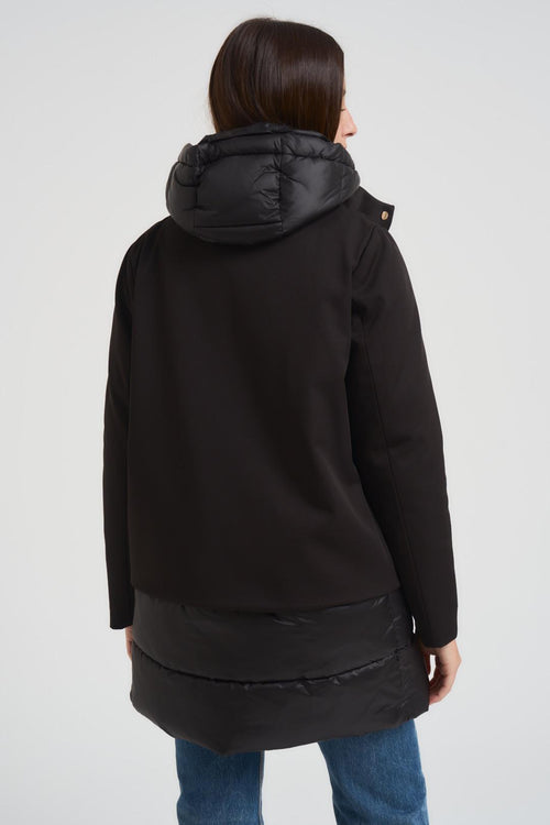 Giubbotto donna midi con pettorina nero - 2