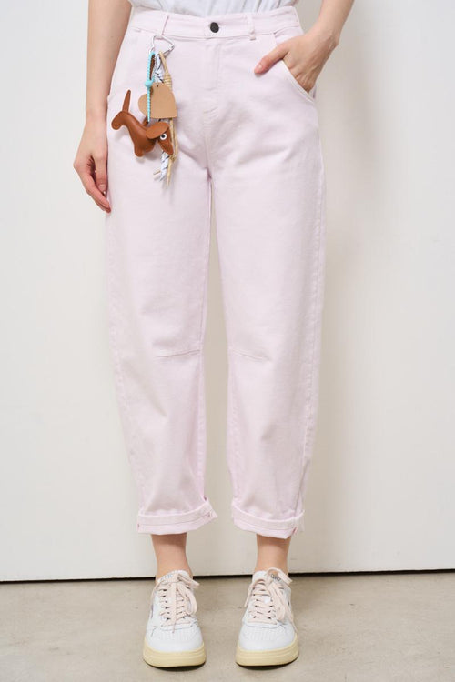 Jeans donna in denim rosa