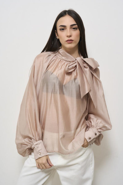 Camicia donna semitrasparente rosa