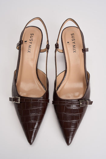 Slingback donna pitonate marrone - 7