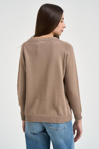 Maglia donna girocollo con rombi fango - 3