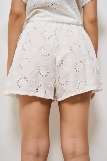 Short donna in pizzo san gallo bianco - 4