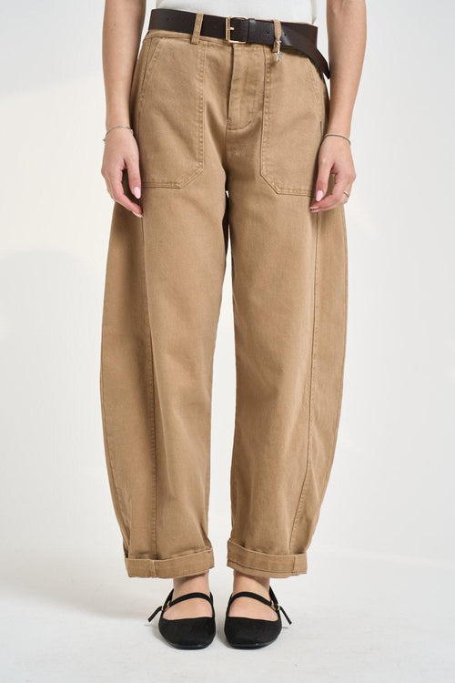 Pantalone donna balloon cammello - 1
