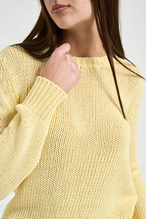Maglia donna girocollo in cotone gialla - 2
