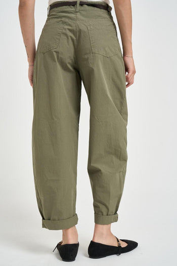 Pantalone donna barrel fit verde militare - 4