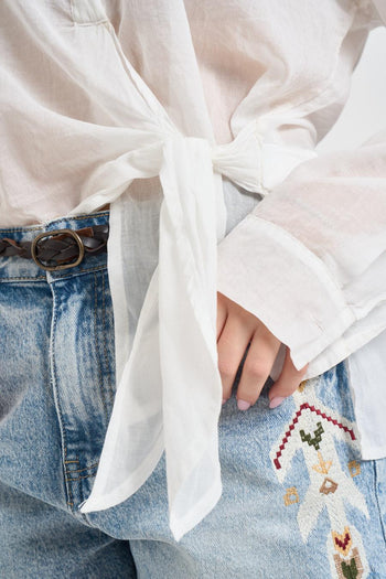 Camicia donna in cotone con fiocco latte - 3