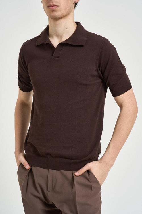 Polo uomo in maglia marrone