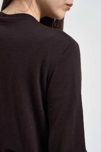 Cardigan donna in maglia marrone - 5