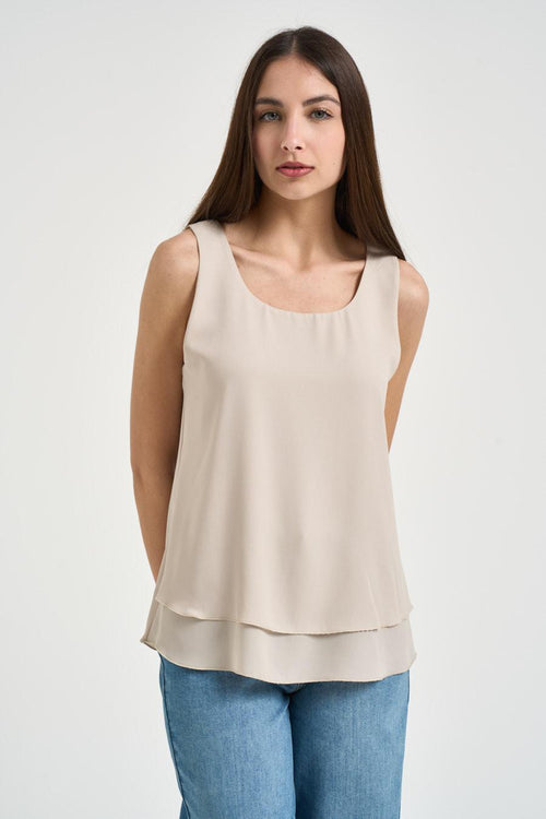 Top donna in tessuto fluido avorio