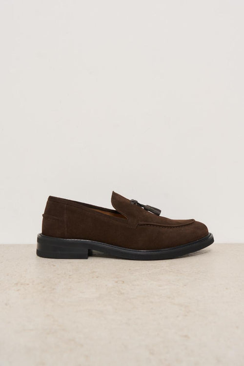 Mocassino uomo in suede testa di moro