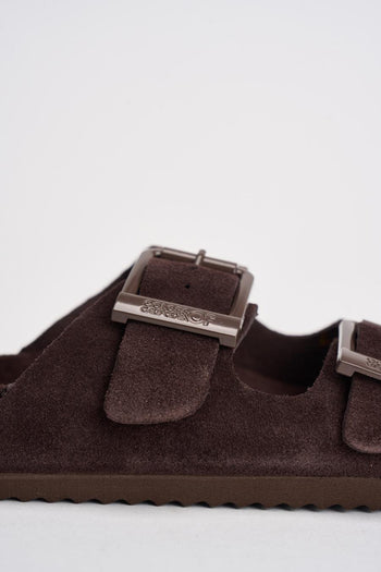 Sandalo donna in suede marrone - 4