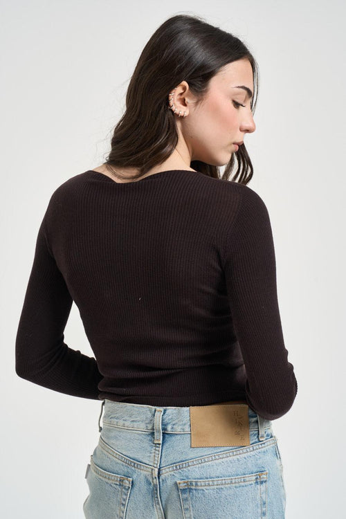 Maglia donna leggera marrone - 2