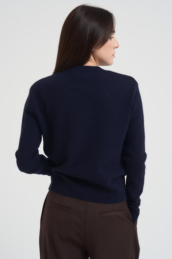 Maglia girocollo donna blu - 5