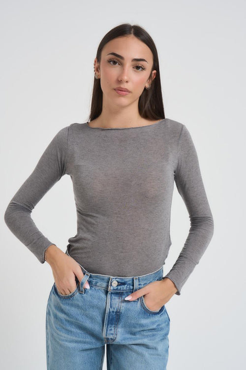 T-shirt donna girocollo grigia