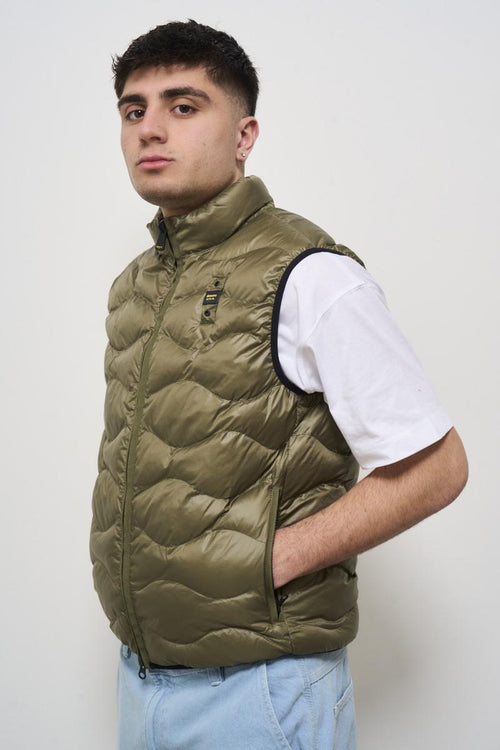 Men's green quilted down vest - 2