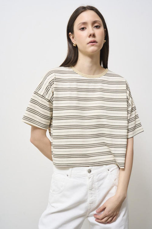 T-shirt donna righe verde