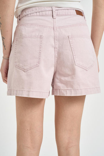 Shorts donna in denim con laccio rosa - 3