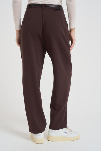 Pantalone donna vita alta marrone - 3