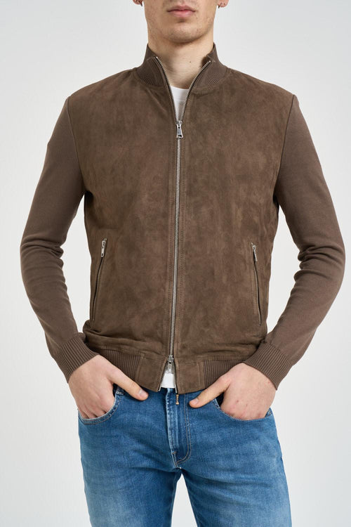 Giubbotto uomo in camoscio fango