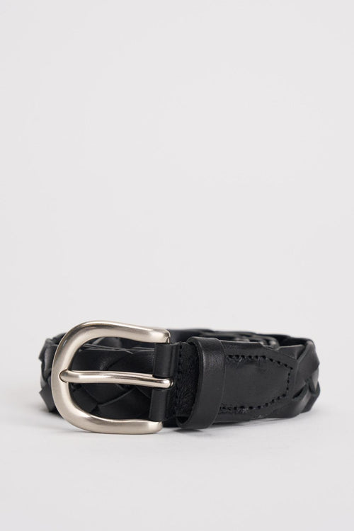 Cintura uomo in pelle intrecciata nera
