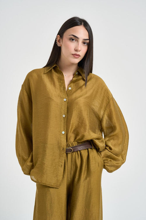 Camicia donna fluida verde oliva - 2