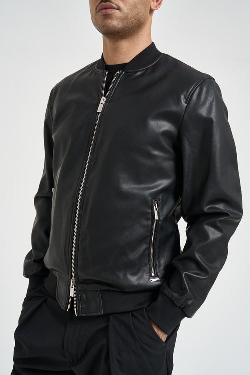 Giubbotto uomo ecopelle nero