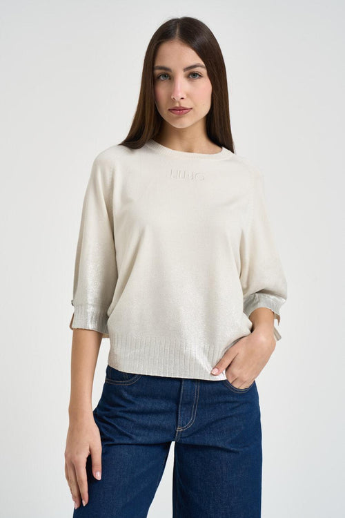 Maglia donna manica a tre quarti panna