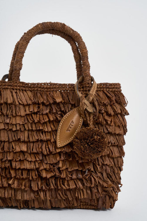 Borsa donna a mano in rafia marrone - 2