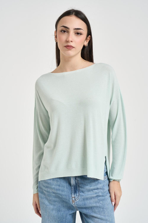 Maglia donna scollo a barca verde menta