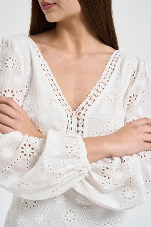 Abito donna traforato bianco - 2