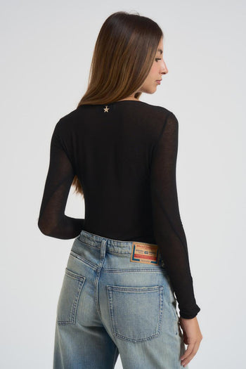 Maglia donna semitrasparente nera - 4