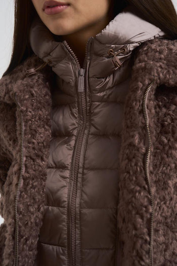 Cappotto donna marrone con pelliccia - 7