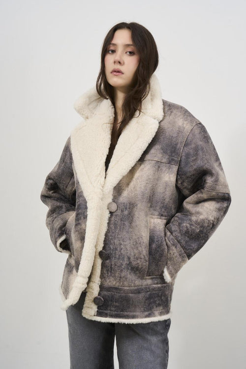 Giubbotto donna in ecomontone grigio vintage - 1