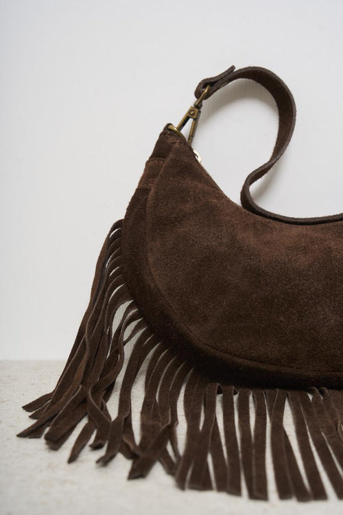 Brown Suede Women's Shoulder Bag - 2