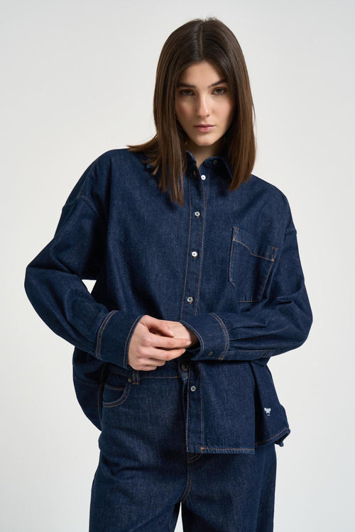 Camicia donna in denim scuro - 2