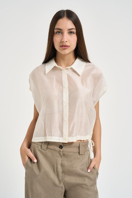 Camicia donna cropped panna