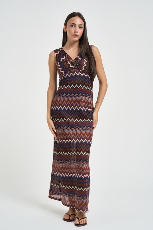 Abito donna lungo fluido multicolor - 1