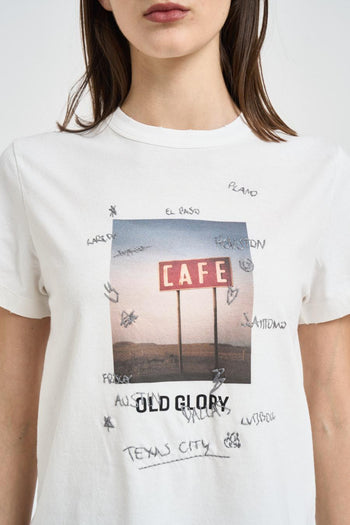 T-shirt donna con stampa "Old Glory" bianca - 3