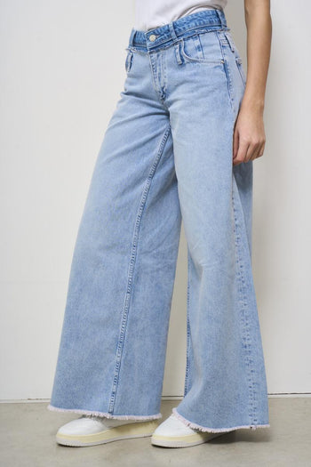 Jeans donna wide-leg in denim chiaro - 3