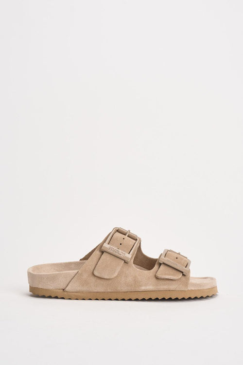 Sandalo donna in suede beige